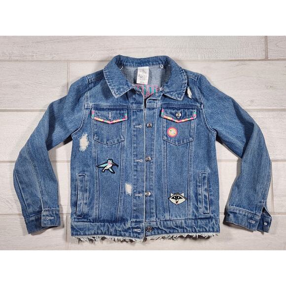 Vintage Disney Pocahontas Denim Embroidered Girls Jean Jacket Size 9/10 Patches - Picture 2 of 10